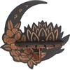 CREATCABIN Scaffale in Cristallo da Parete in Legno A Forma di Loto A Forma di Luna Mensole Rustiche Sospese Porta Gingilli Supporto da Parete Decorazione da Appendere Regalo Spirituale per 15x15cm