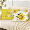 Bonhause Federe per Cuscini Estate Fiore 30 x 50 cm Copricuscini Decorativi Fiore Giallo Girasole Ape Federa per Cuscino Divano Letto Casa Decorazione Set di 2