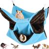 QEEROYO Amaca da Appendere per Piccoli Animali, Morbida e Calda Gabbia per Animali Domestici, Amache Furetti Letto Morbido, a 3 Strati, Per Criceti, Scoiattoli, Furetto, Porcellino d'India, 30 x 30 cm, Blu