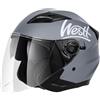 Westt casco moto casco jet doppia visiera omologato ECE 22.06 per donna e uomo nero grigio bianco