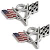 PTDecals 2pcs Argento Metallo US America Bandiera V8 Racing F1 Emblema Badge Adesivo per Auto Auto Van Paraurti Baule Boot Baule