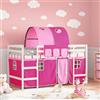 vidaXL Letto a Soppalco con Tunnel Bambini Rosa 90x190cm Massello Pino