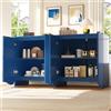 Lexiou Credenza (140 × 40 × 85 cm), armadietto a buffet, cabinet, sala da pranzo, soggiorno, armadi a fantasia, mobili da cucina, design ondulato (blu)