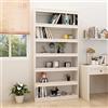 Homgoday Armadietto per libri/divisorio bianco, 100 x 30 x 200 cm, in legno di pino massiccio, scaffale per libreria, scaffale da esposizione per soggiorno, casa, ufficio, libreria
