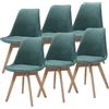 [en.casa] Set 6 Sedie con Gambe in Legno di Faggio e Scocca Rivestita in Velluto a Coste Seduta Imbottita Design Ergonomico per Sala Pranzo Cucina Ufficio - Verde Scuro
