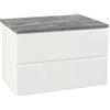 Deftrans Mobile sospeso bagno 80x50 cm Bianco con piano - Mobile sottolavabo con cassetti per lavabo, set mobili bagno, serie Modus