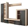 milani home - parete attrezzata porta tv soggiorno moderna di design 263x40x200 h