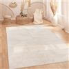 Paco Home Tappeto Salotto Moderno Soggiorno Pelo Lungo Motivo Scandinavo Boho Motivo Astratto Monocolore Lavabile Beige Crema, Dimensione:80x150 cm