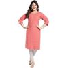 QUEEN SHIELD Chikankari Kurta da donna in rayon ricamato Kurti, blu cielo, L