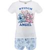 Disney Stitch Pigiama da Donna, T-Shirt e Pantaloncini in Cotone, Set da 2 Pezzi, Regalo per Donne, Ragazze e Adolescenti (IT, Testo, L, Regular, Regular, Blu)