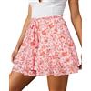 BUNSLOOM Gonna corta da donna bohémien, leggera, estiva, ampia, a doppio strato, in chiffon, con volant, Colore: arancione., L