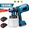 Other Pistola a spruzzo senza fili elettrica 18V 1000W spruzzatore di vernice HVLP ad alta potenza aerografo con rivestimento in acciaio automatico per batteria Makita 18V - With 1xbattery
