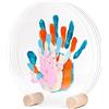 Patrocle Kit Impronte Famiglia 5 Pastel - Idee Regalo Originali Neonati - Kit Nascita Bebe Decorativo - Regalo Compleanno Famiglia o Festa dei Nonni - Supporto Legno Plexiglass - Made in France
