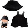 GWAWG Vestiti Bambola 17 cm, Set di vestiti in bianco e nero con tuta e cappello, accessori bambola di peluche per ragazze, regalo di compleanno o collezione (nero)