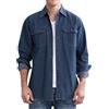 BOTCAM Camicia da uomo in denim a maniche lunghe blu camicia di jeans camicia di jeans giacca estiva ispessita giacca estiva da uomo stile hipop camicia a maniche lunghe con, blu scuro, XL