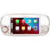 aphrfamma [Versione Plus] Aphrfamma Autoradio compatibile con CarPlay wireless/Android Auto per Fiat Fiat 500 2007-2015 con 7 Pollici IPS Bluetooth/FM/AM/USB/Mirror Link/Touch Display (bianco)