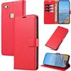 KKEIKO Cover per Huawei P10 Lite, Antiurto Custodia in PU Pelle con Slot per Porta Carte, Magnetico Protettiva Cover per Huawei P10 Lite, Rosso