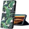 MRSTER Cover per iPhone 5S, Moda Bello Custodia a Libro in Pelle PU Flip Portafoglio Custodia Shockproof Resistente Case per Apple iPhone 5 5S SE. HX Banana Leaves