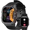 HIDAMEL M3E Smartwatch, Orologio Militare Uomo, GPS Integrato, Grande Schermo AMOLED 1,96, Durata Batteria 50 Giorni, Impermeabile 5ATM, 170 Modalità Sportive (T2-Inchiostro Nero)