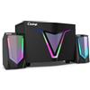 cinnkeyi Altoparlante per computer alimentato tramite USB 2.1 con subwoofer, altoparlanti per computer con subwoofer da 22,9 cm, doppi satelliti mid-treble full-range da 11,9 cm per PC, altoparlante con RGB