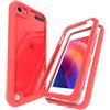 LUNOVATE Cover per iPod Touch 5/6/7, con 2 Pezzi Pellicola Prottetiva, PC Indietro + TPU Paraurti Antiurto Transparente Custodia per iPod Touch 5/6/7 - Rosso