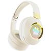 RigWig Cuffie Bluetooth wireless ST856, design a zampa di cane, luci LED colorate, altoparlanti da 40 mm, Bluetooth 5.3, radio FM, pieghevoli e confortevoli, per bambini, viaggi, lavoro, (beige)