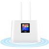 KuWFi Router 4G CPE wireless,KuWFi router 4G LTE cat4 con slot per schede SIM e schermo LCD, doppie antenne ad alto guadagno, supporto B1/B3/B5/B7/B8/B20