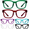 Eyekepper 6 Paia Senza Metallo Senza Viti Occhiali da Lettura Cerniere a Molla Lettori Quadrati per Donna +1.25