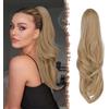 FESHFEN Coda Capelli Extension con Coulisse, Naturali Ondulati Lunga Ricci Posticci Sintetici Biondo & Biondo Venere Misto Coda Cavallo Extensions Posticci Capelli per Donna, 50 cm