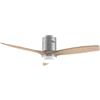 EVVO Ventilatore da soffitto LED e Wi-Fi, silenzioso, Ø132 cm, 3 pale, motore DC 40 W, 6 velocità, timer fino a 4 ore, funzione inverno-estate, protezione IP44 (modello: V550 finitura grigio laccato)