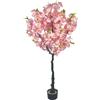 Zstar Albero artificiale di fiori di ciliegio, grande 150 cm, pianta artificiale in vaso, realistico con tronco realistico, grande decorazione per interni ed esterni, soggiorno, balcone