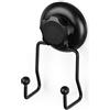 Compactor Gancio Bagno Doppio, Fissaggio a Ventosa, Fino a 6 kg, Acciaio Nero Opaco Antiruggine, 7.1 x 5.5 x H.13.5 cm, RAN9773