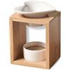 ZEN ARÔME Bruciatore profumo arum - Bruciatore fondente cera profumata - Diffusore olio essenziale e profumo d'atmosfera - Portacandele aromaterapia porta candela in legno e ceramica decorativa - Altezza: 12 cm