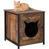 COSTWAY Mobile per Lettiera Gatti in Legno, Casetta con Ingresso a Forma di Gatto, Telaio in Metallo, Mobiletto Multiuso per Ingresso e Soggiorno, Adatto a Gatti Piccoli e Grandi