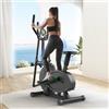 Yonisee 2 in 1 Ellittiche Da Casa, Macchina Per Esercizi Ellittica Con Cuscino Ergonomico, Resistenza Regolabile, Monitor LCD, Sensore di Frequenza Cardiaca, Stepper Ellittico Aerobico (Nero)