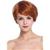 WIG ME UP - RGH-5330-HH-OP2 Capelli veri Parrucca donna Corta Riga Castano ramato Castano rossiccio chiaro
