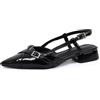 qibusleen Donna Nero Basso Chunky Block Slingback Tacchi Comodo, Cinturino alla Caviglia Pompe per Donne Punta Chiusa Strappy Fibbia, Matrimonio Partito Lavoro Casual Abito Scarpe-40