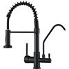 XJTNLB Rubinetto Cucina 3 Vie Miscelatore Cucina Nero con Doccetta Estraibile Rubinetto Tre Vie Cucina Miscelatore 3 Vie Miscelatore Lavello per Acqua Potabile Nero,A