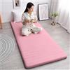 DSAoTeng Materasso da letto giapponese per letto singolo, in tinta unita, pieghevole, morbido, in spugna, per affitto, casa, dormitorio, campeggio, letto per ospiti, tatami (rosa (5 cm di spessore), 90 x 200