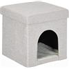 Relaxdays Casetta per Gatti, Pouf per Sedersi, HLP: 38,5x37x37 cm, Cuccia Indoor, Cani Piccoli, Lettino per Mici, Beige