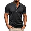 Volemo Henley T Shirt Uomo Maglietta Manica Corta Cotone Regular Fit Tshirt Bottone S-3XL (Blu,XXL)