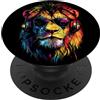 Un leone divertente per gli amanti dei l Leone con Occhiali da Sole Criniera di Leone Amore di Leone PopSockets PopGrip Adesivo