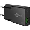goobay Caricatore USB C GaN da 25 W, Super Slim Dual Port con Power Delivery & Quick Charge, caricatore rapido piatto per iPhone 15/14, Samsung Galaxy S24/S23, iPad, Tablet - Nero - 75733