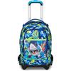 Seven SJ GANG STYLE JAM GANG Trolley Scuola Jack 3 Ruote, Blu, SharkStory, 3 in 1, Triplo Uso, Zaino Con Carrello Sganciabile, Tasca Porta Borraccia e Crossover System, Zaino Scuola Viaggio, Bambino Ragazzo
