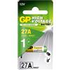 GP - Batteria 27A 12V - Blister da 1 Pila Alcalina MN27 / A27 da 12 Volt