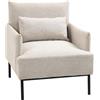DecHome Poltrona Design Moderno in Tessuto Lino con Braccioli 73x81x82 cm colore Bianco Crema - 826DHCW