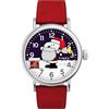 Timex Peanuts Snoopy Santa TW2W44400, Orologio da uomo da 40 mm, cinturino in pelle rossa con quadrante blu e cassa argentata