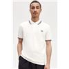 Fred Perry per uomo. [M3600] Polo con finiture bianche, Bianco, Casual, Cotone, Manica corta