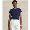 Polo Ralph Lauren per donna. [211898698006] Maglietta blu con logo, Casual, Cotone, Manica corta