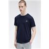 Fred Perry per uomo. [M1588] M1588 T-shirt con doppia riga blu, Casual, Cotone, Manica corta